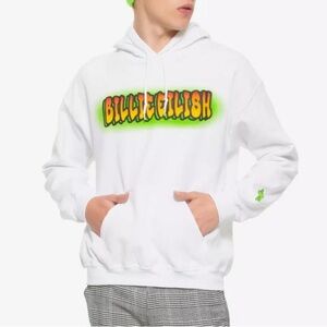 Billie Eilish Graffiti Graphic Hoodie Sweatshirt White Large